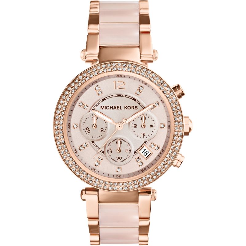 Michael Kors Ladies Parker Rose Gold Chronograph Watch - MK5896
